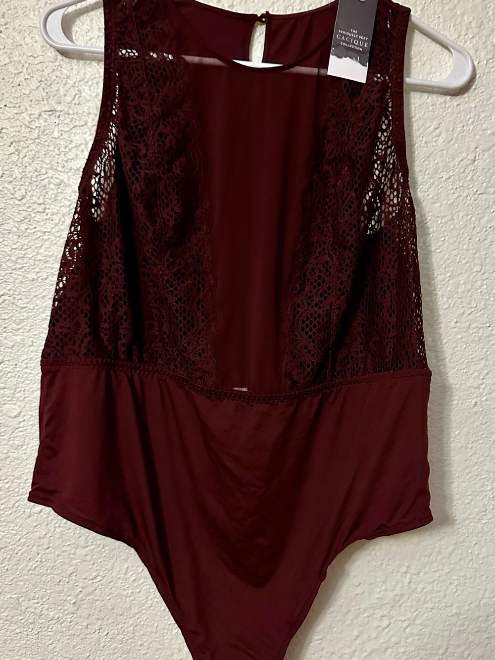 Cacique Deep Wine Lace Bodysuit